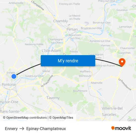 Ennery to Epinay-Champlatreux map