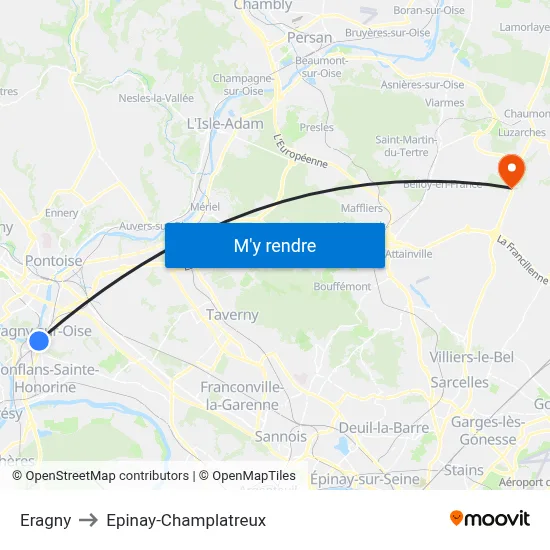 Eragny to Epinay-Champlatreux map