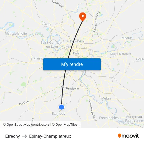 Etrechy to Epinay-Champlatreux map