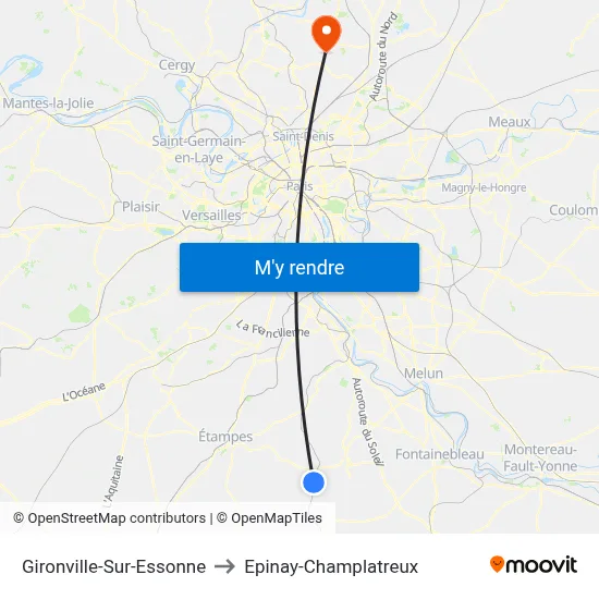 Gironville-Sur-Essonne to Epinay-Champlatreux map