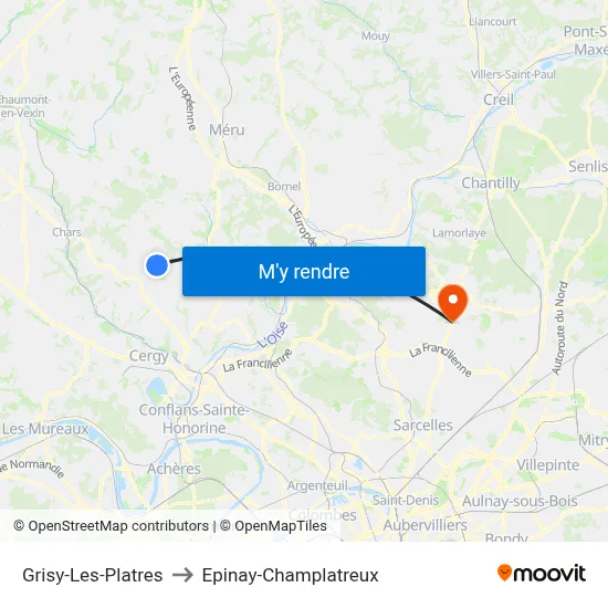 Grisy-Les-Platres to Epinay-Champlatreux map