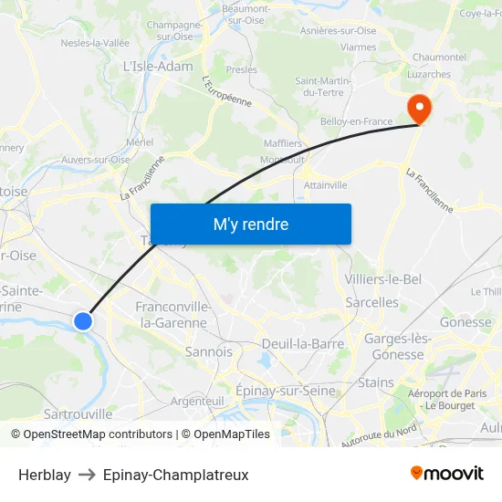 Herblay to Epinay-Champlatreux map
