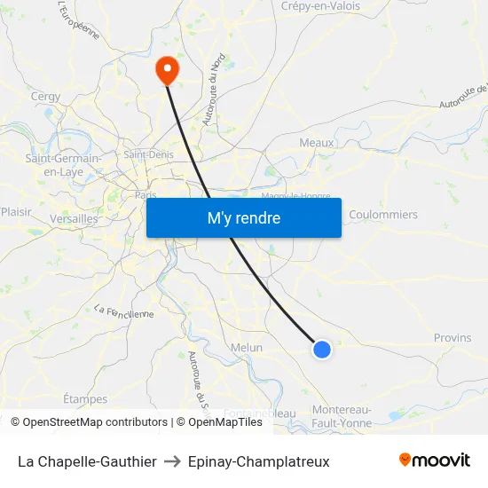 La Chapelle-Gauthier to Epinay-Champlatreux map