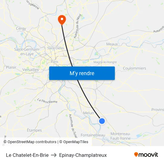 Le Chatelet-En-Brie to Epinay-Champlatreux map