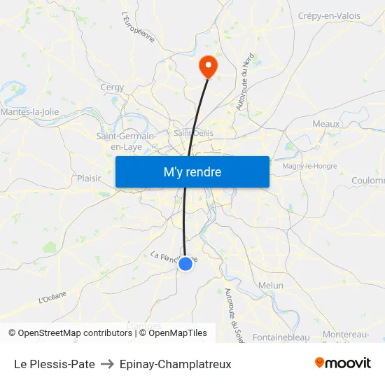 Le Plessis-Pate to Epinay-Champlatreux map