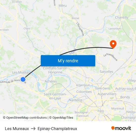Les Mureaux to Epinay-Champlatreux map