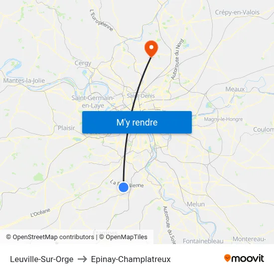 Leuville-Sur-Orge to Epinay-Champlatreux map