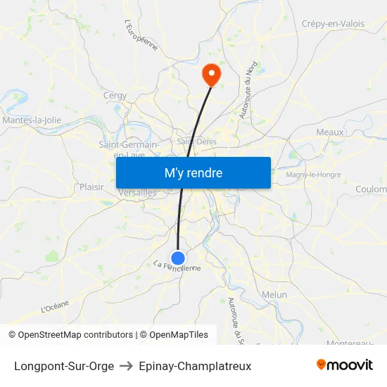 Longpont-Sur-Orge to Epinay-Champlatreux map