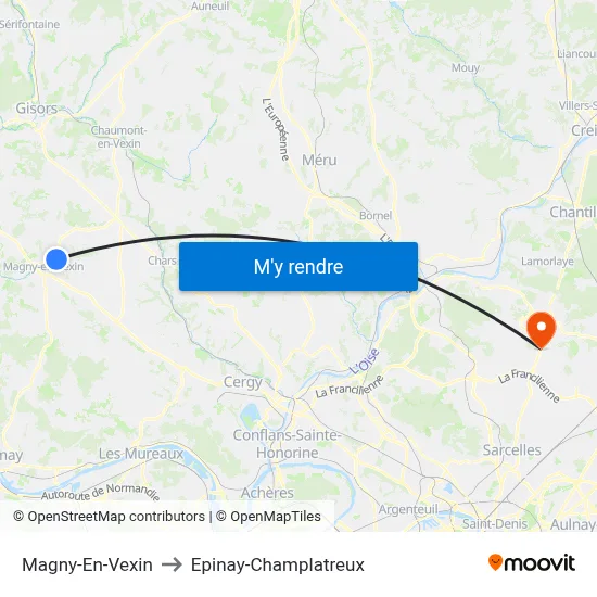 Magny-En-Vexin to Epinay-Champlatreux map