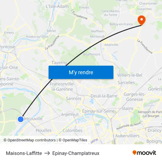 Maisons-Laffitte to Epinay-Champlatreux map