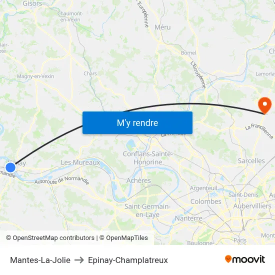 Mantes-La-Jolie to Epinay-Champlatreux map