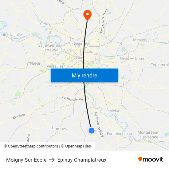 Moigny-Sur-Ecole to Epinay-Champlatreux map