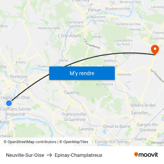 Neuville-Sur-Oise to Epinay-Champlatreux map