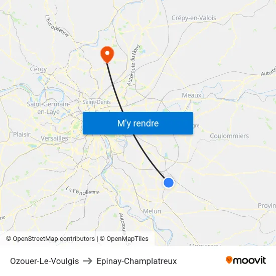 Ozouer-Le-Voulgis to Epinay-Champlatreux map