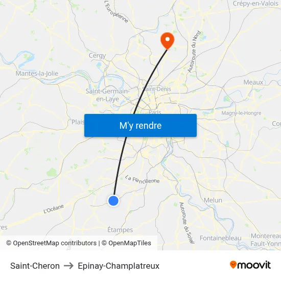 Saint-Cheron to Epinay-Champlatreux map