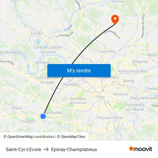 Saint-Cyr-L'Ecole to Epinay-Champlatreux map