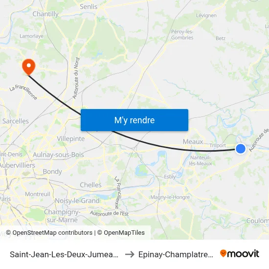 Saint-Jean-Les-Deux-Jumeaux to Epinay-Champlatreux map