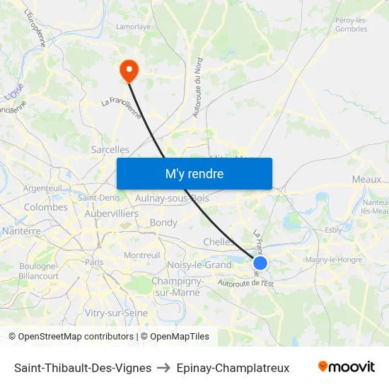 Saint-Thibault-Des-Vignes to Epinay-Champlatreux map