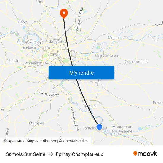 Samois-Sur-Seine to Epinay-Champlatreux map