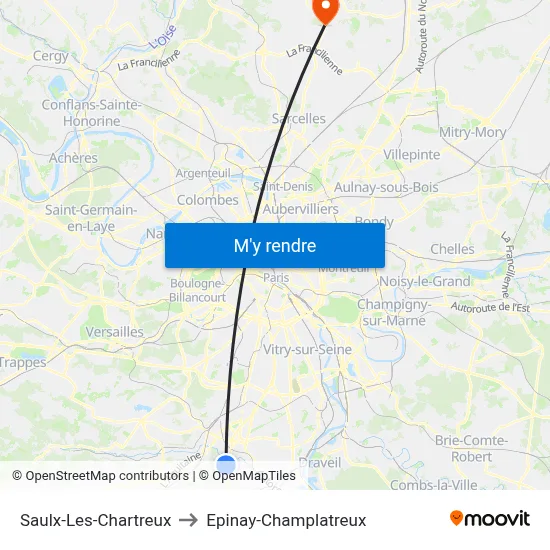 Saulx-Les-Chartreux to Epinay-Champlatreux map
