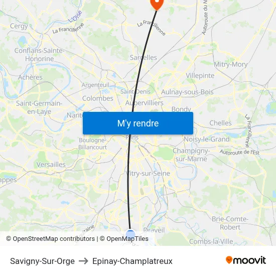 Savigny-Sur-Orge to Epinay-Champlatreux map