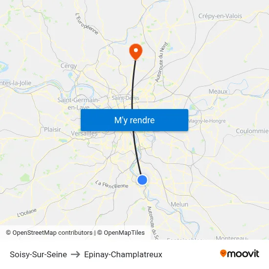 Soisy-Sur-Seine to Epinay-Champlatreux map