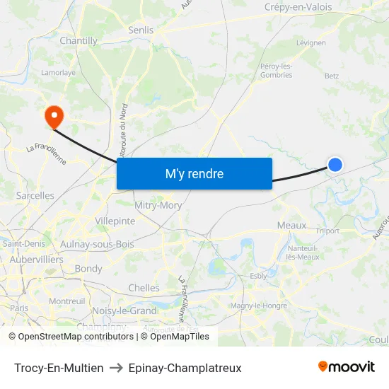 Trocy-En-Multien to Epinay-Champlatreux map