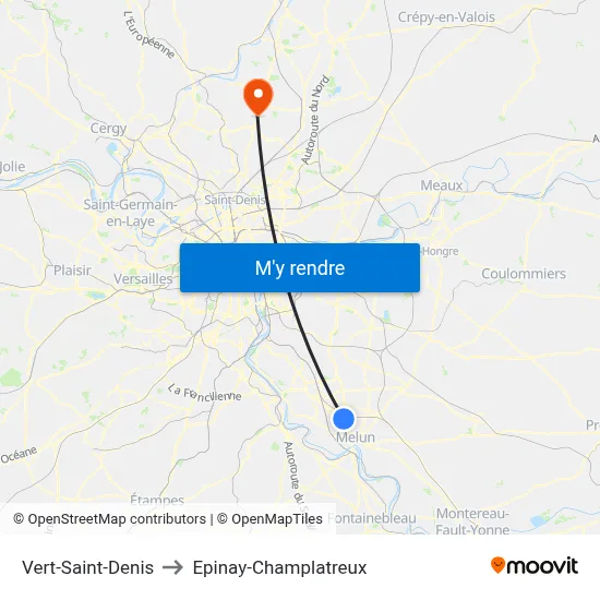 Vert-Saint-Denis to Epinay-Champlatreux map