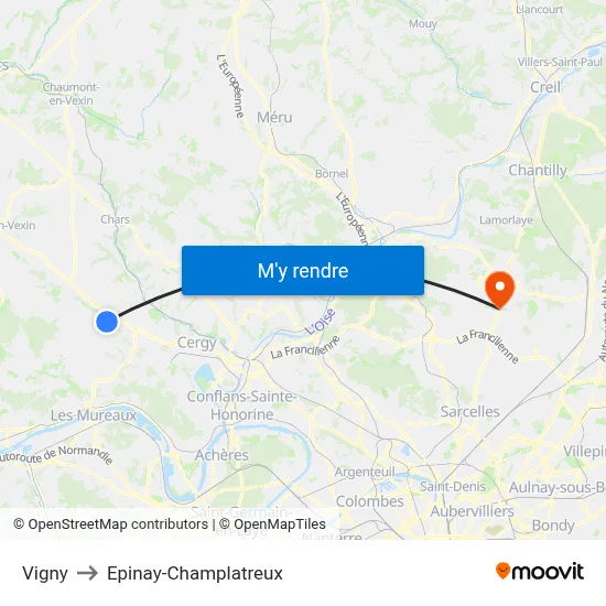 Vigny to Epinay-Champlatreux map