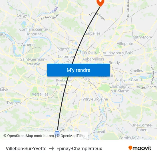 Villebon-Sur-Yvette to Epinay-Champlatreux map