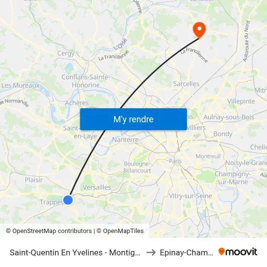 Saint-Quentin En Yvelines - Montigny-Le-Bretonneux to Epinay-Champlatreux map