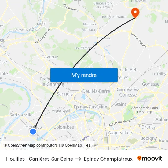 Houilles - Carrières-Sur-Seine to Epinay-Champlatreux map