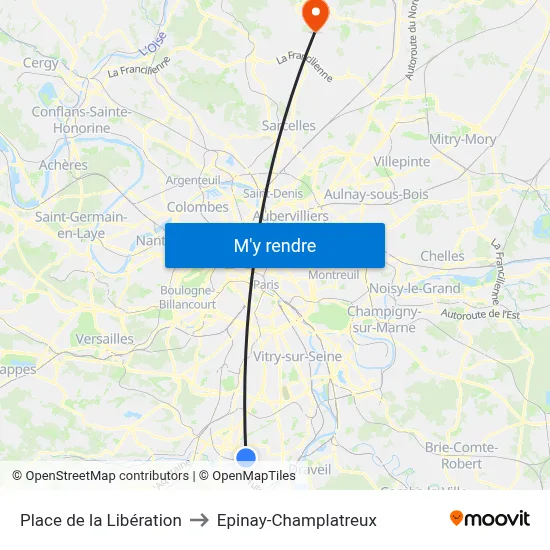 Place de la Libération to Epinay-Champlatreux map