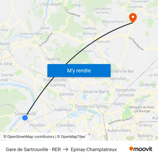 Gare de Sartrouville - RER to Epinay-Champlatreux map