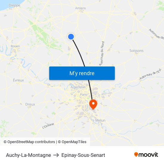 Auchy-La-Montagne to Epinay-Sous-Senart map