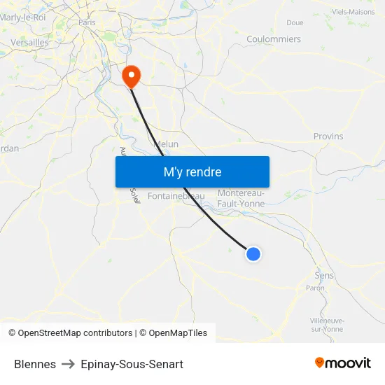 Blennes to Epinay-Sous-Senart map