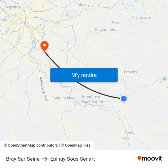 Bray-Sur-Seine to Epinay-Sous-Senart map