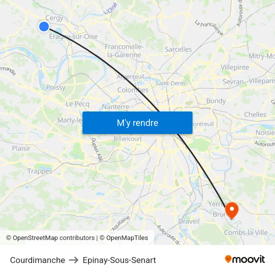 Courdimanche to Epinay-Sous-Senart map