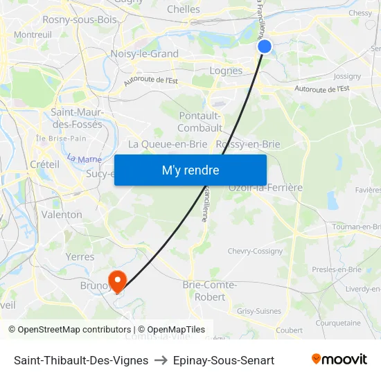 Saint-Thibault-Des-Vignes to Epinay-Sous-Senart map