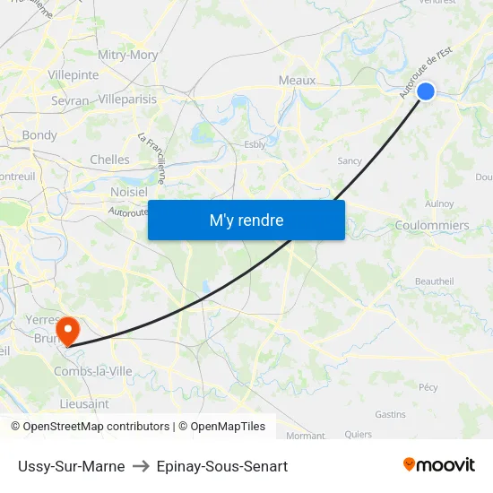 Ussy-Sur-Marne to Epinay-Sous-Senart map