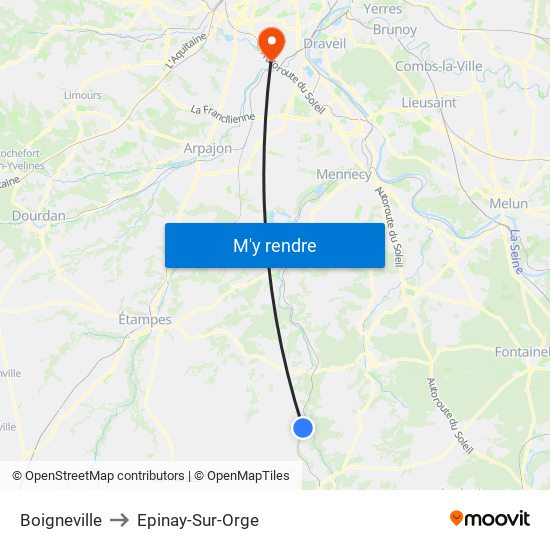 Boigneville to Epinay-Sur-Orge map