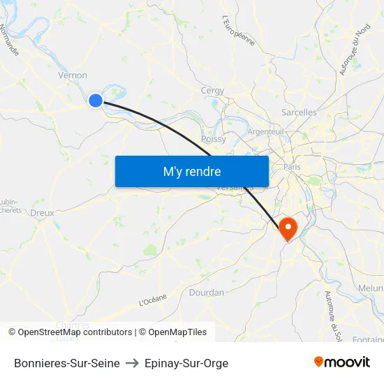 Bonnieres-Sur-Seine to Epinay-Sur-Orge map