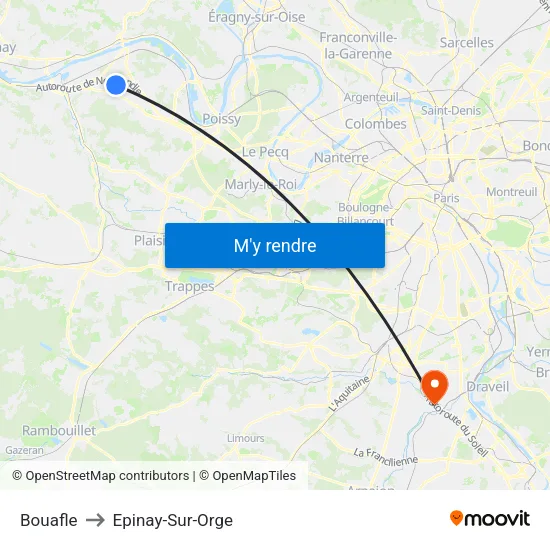 Bouafle to Epinay-Sur-Orge map