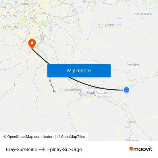 Bray-Sur-Seine to Epinay-Sur-Orge map