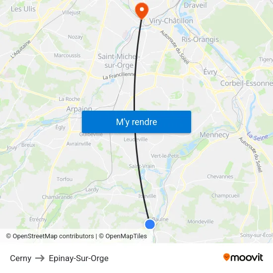 Cerny to Epinay-Sur-Orge map