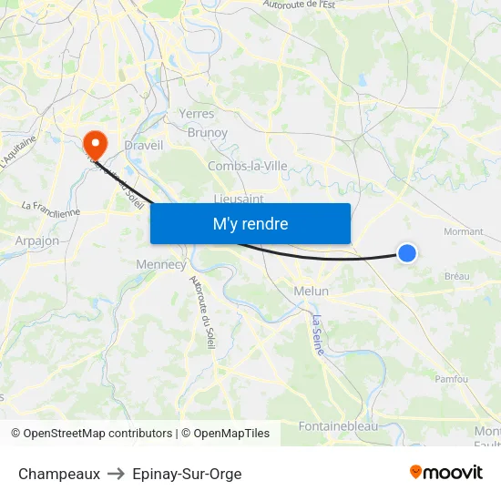 Champeaux to Epinay-Sur-Orge map
