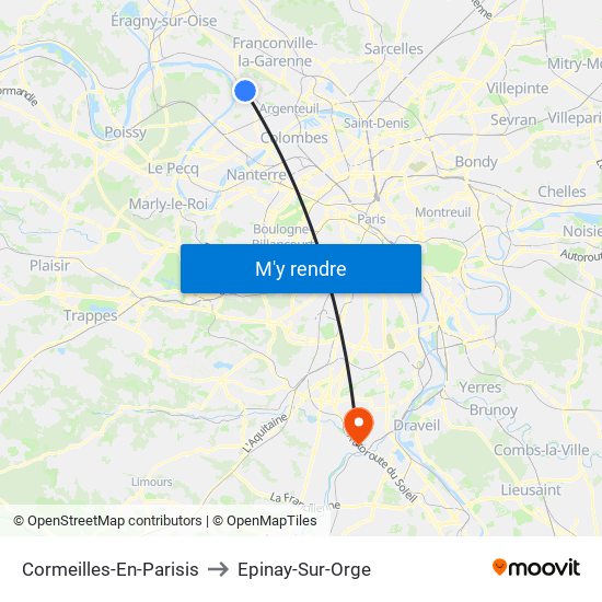 Cormeilles-En-Parisis to Epinay-Sur-Orge map