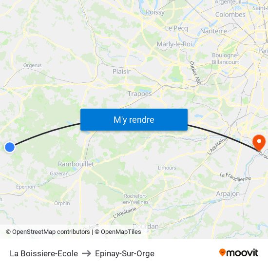 La Boissiere-Ecole to Epinay-Sur-Orge map