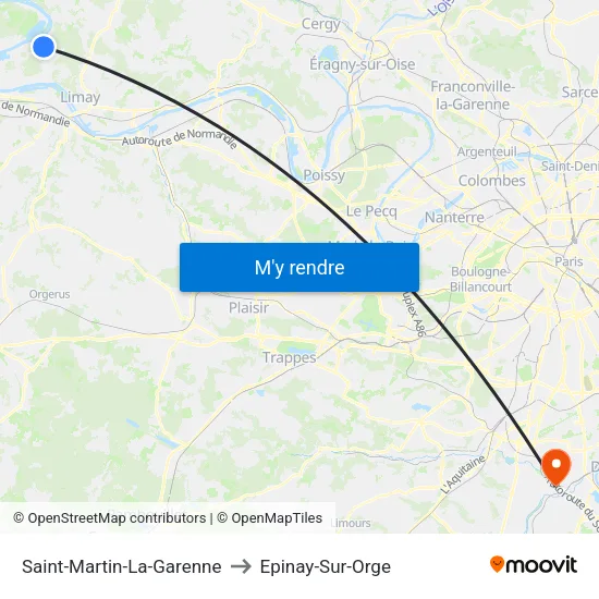 Saint-Martin-La-Garenne to Epinay-Sur-Orge map