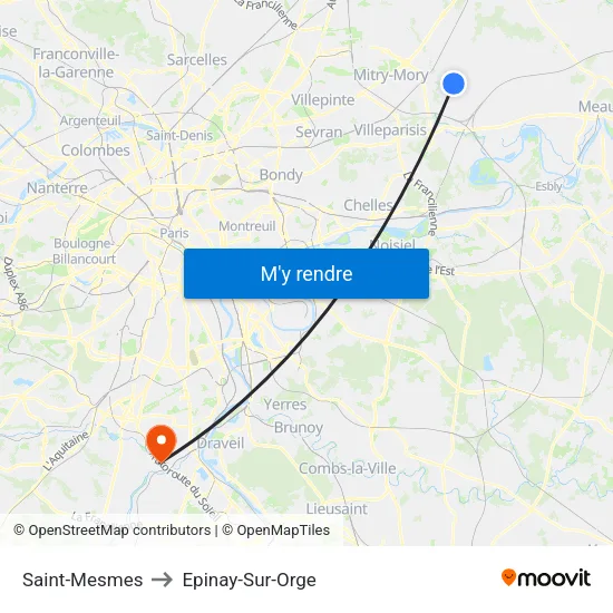 Saint-Mesmes to Epinay-Sur-Orge map